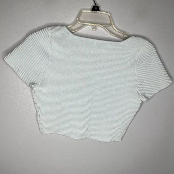 Aritzia Babaton Sculpt Knit Squareneck Top Womens Size Large Light Blue - Picture 4 of 7